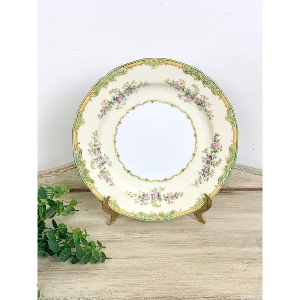 Vintage Noritake Hand Painted Porcelain Dinner Plate Floral Cottagecore Romantic
